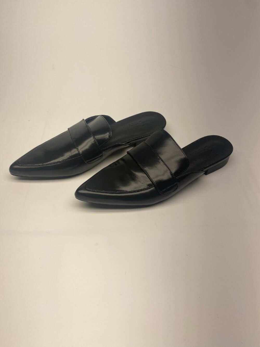 7 For All Mankind Womens Leather Loafer Mule In Black Leather Sz 7